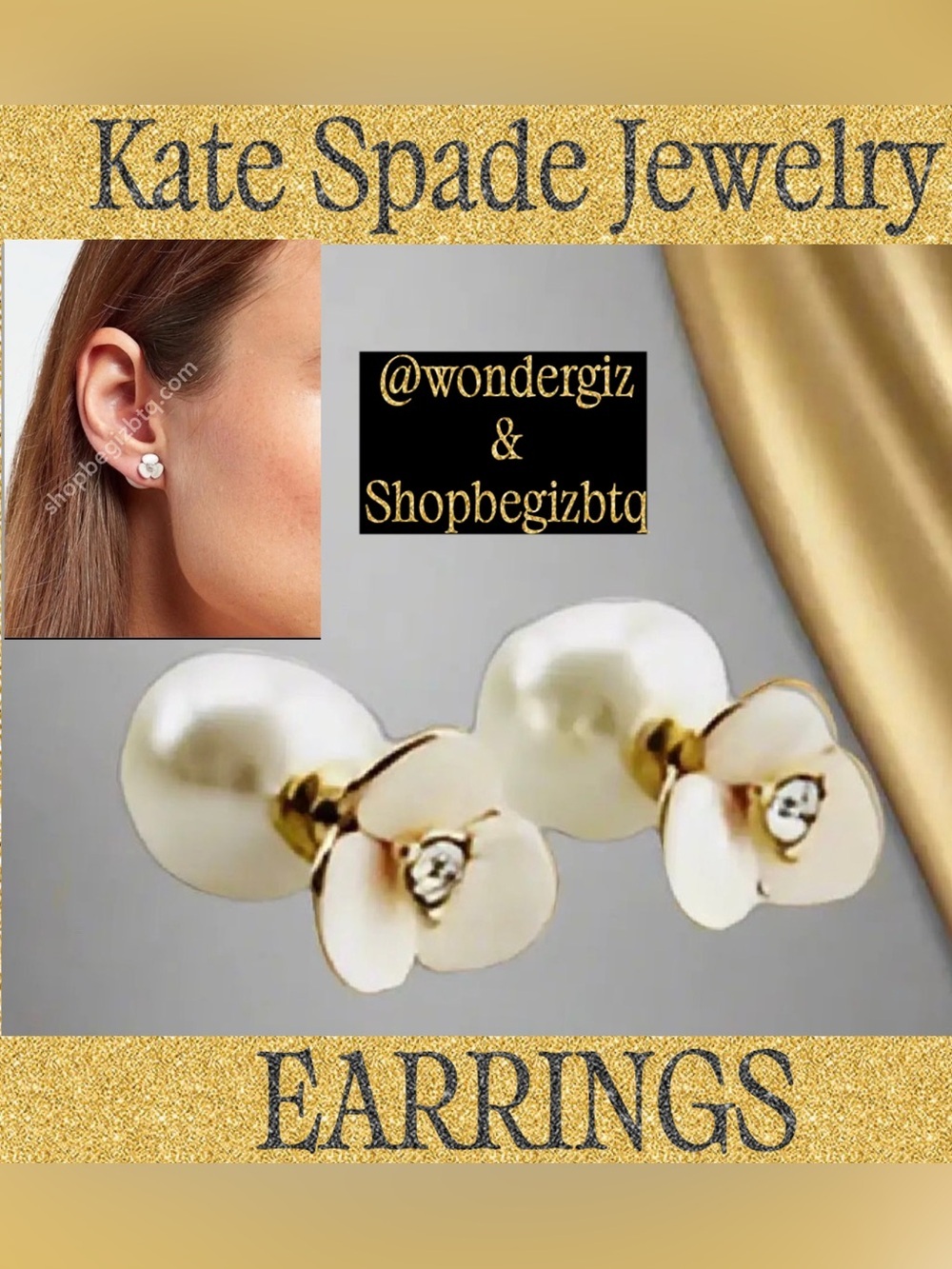 Kate Spade Authentic Disco Pansy Reversible Stud Earrings